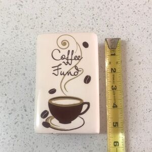 Pretty Penny Bank COFFEE FUND beige piggy bank in excellent‎ condition